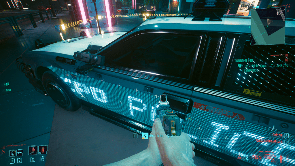 Stealing a Police Car in Cyberpunk 2077