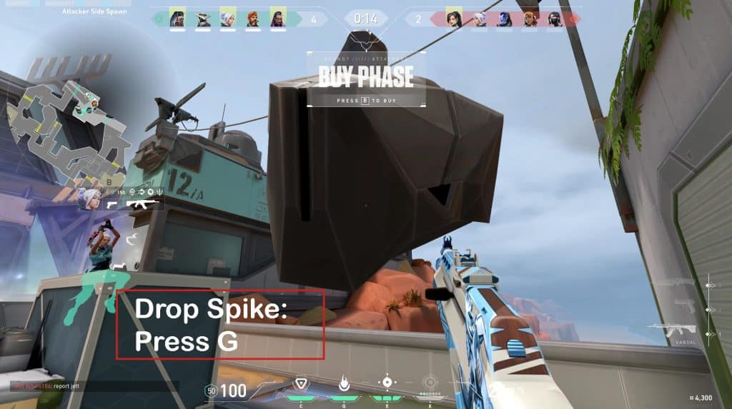 Screenshot image of spike being dropped in Valorant