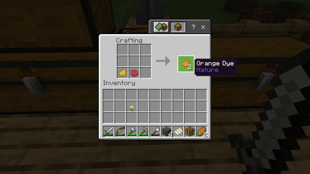 Orange dye crafted from red and yellow dyes