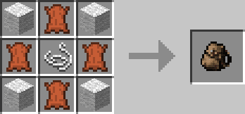 Useful Backpacks Mod backpack recipe. 4 wool in the corners, string in the center, leather on the remaining sides.