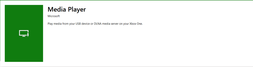 Xbox One Media Player App in Microsoft Store