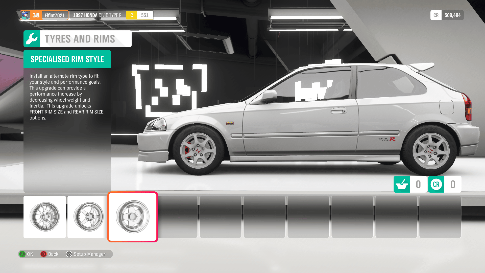 Wheels upgrade menu in Forza Horizon 4
