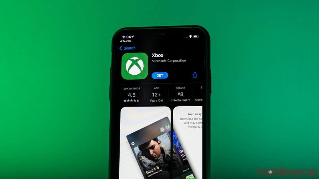 Xbox App download page on iOS app store