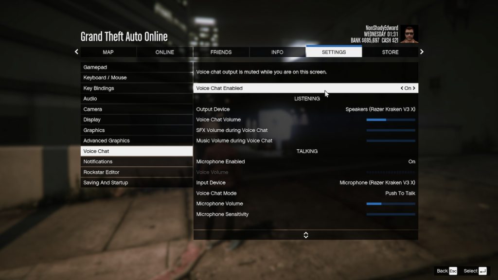 Voice chat settings in GTA 5