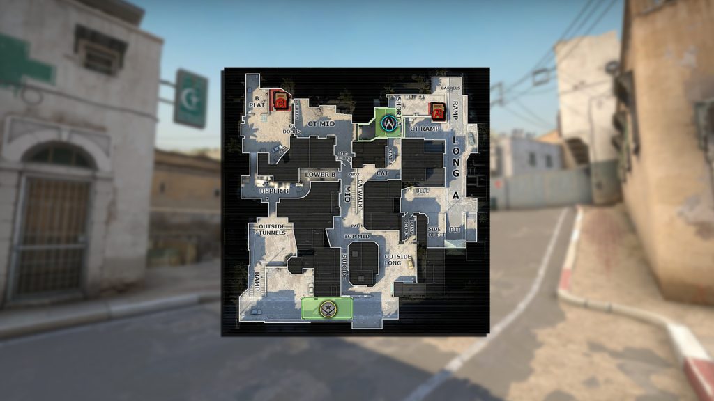 Dust 2 map with callouts