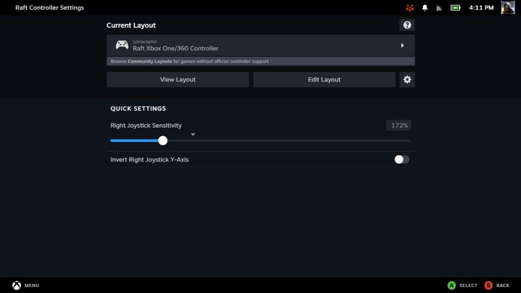 Controller layout settings