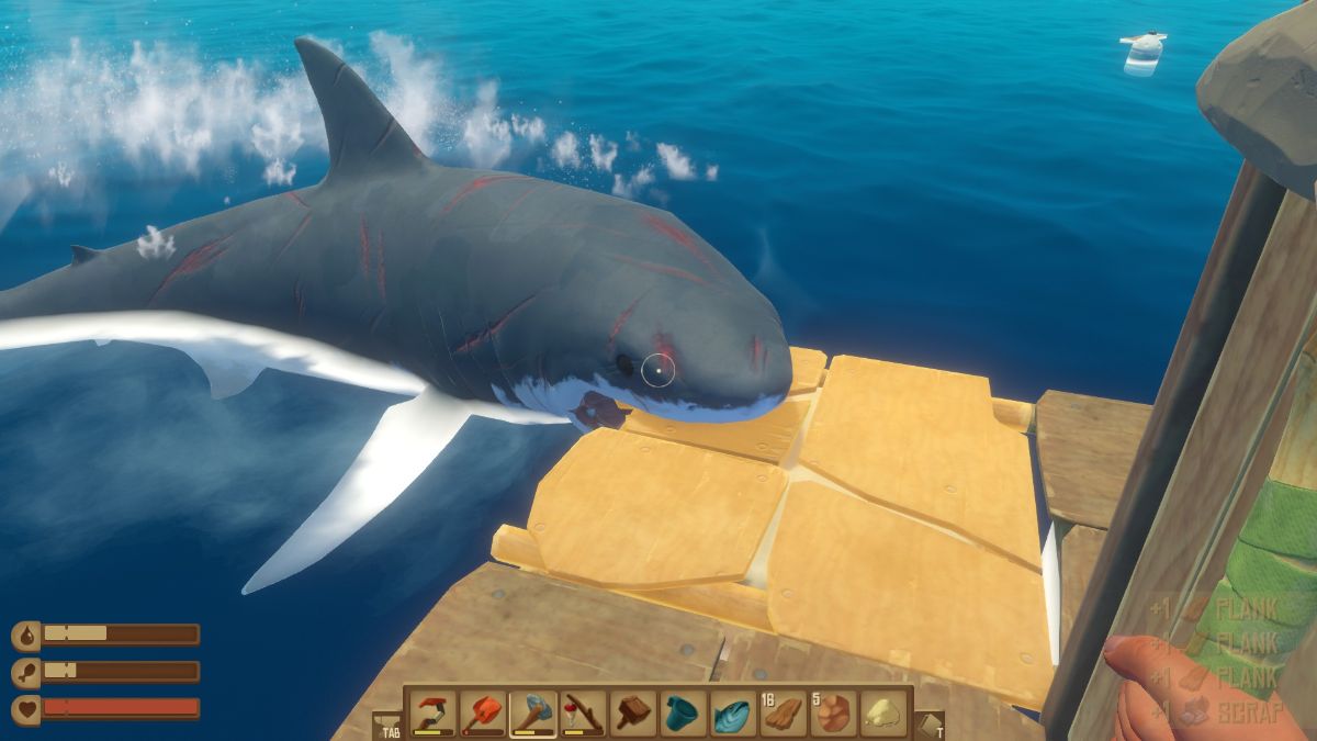 Shark attacking the foundation in Raft