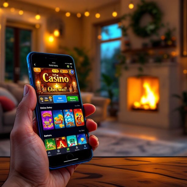 Een mobiele online casino app wordt in een huiselijke omgeving getoond. Een mobiele online casino app wordt in een huiselijke omgeving getoond.