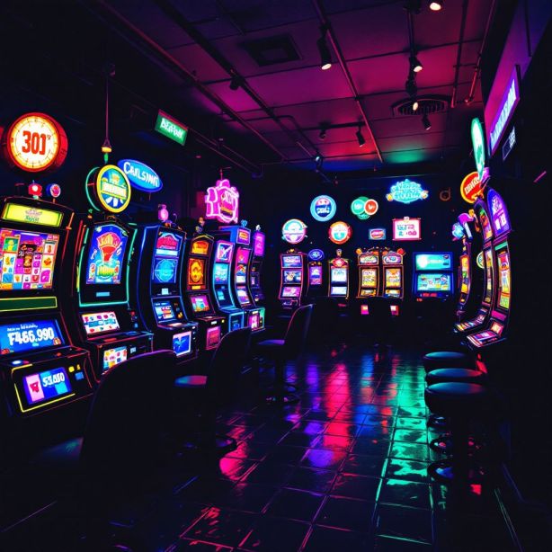 Een levendige casinoruimte met kleurrijke gokspellen en slotmachines. Een levendige casinoruimte met kleurrijke gokspellen en slotmachines.